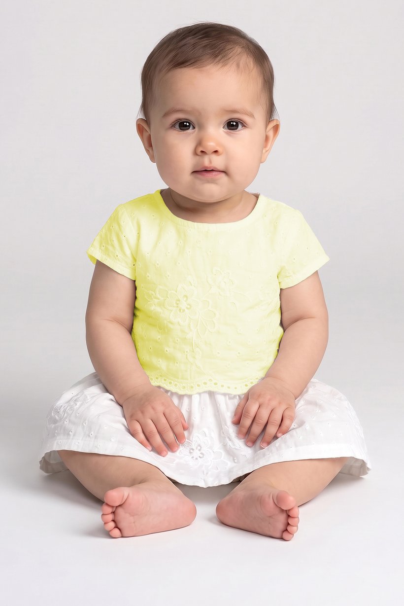 Toddlers Girl Embroidered Skirt, White