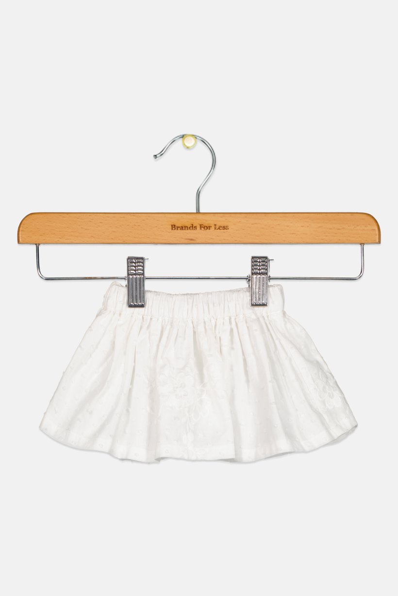 Toddlers Girl Embroidered Skirt, White