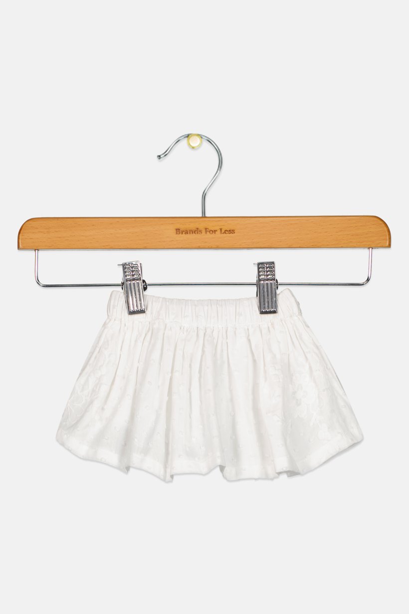 Toddlers Girl Embroidered Skirt, White