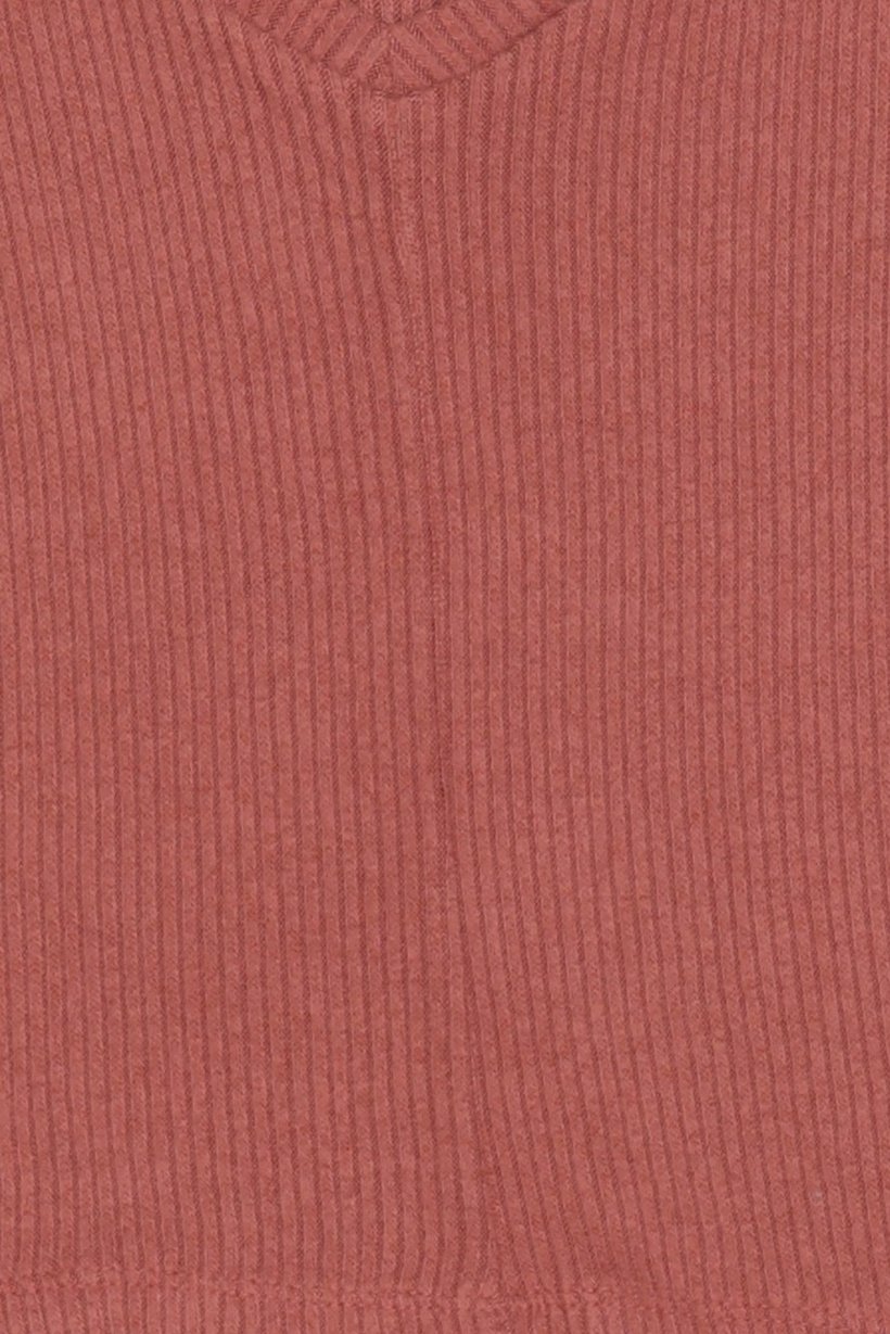 Kids Girl V Neck Textured Long Sleeves Sweater, Rust