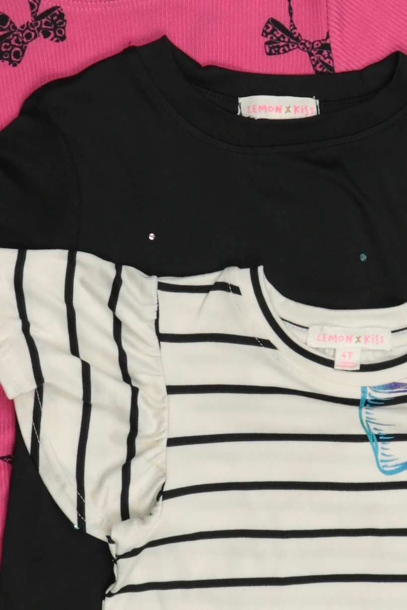 Toddlers Girl 3 Pcs Graphic Print Top, Multicolor