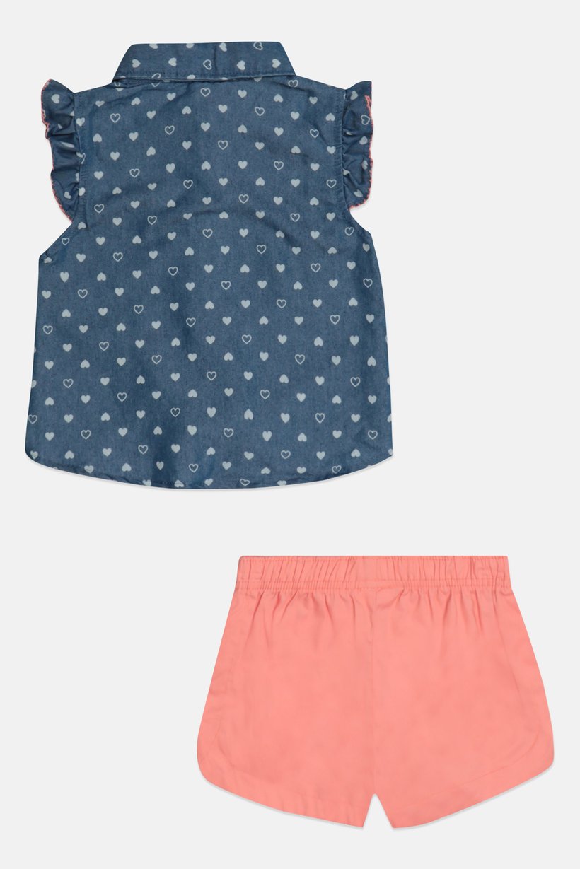 Toddlers Girl 2 Pieces Allover Print Top And Shorts Set, Multicolor