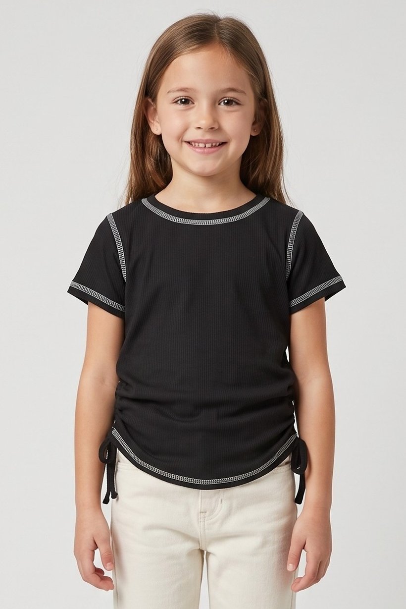 Kids Girl 3 Pcs Short Sleeve Graphic Print Top Set, Multicolor