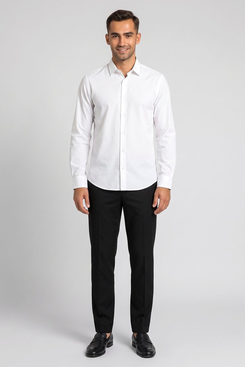 Men Regular Fit Solid Long Sleeve Casual Shirt, White