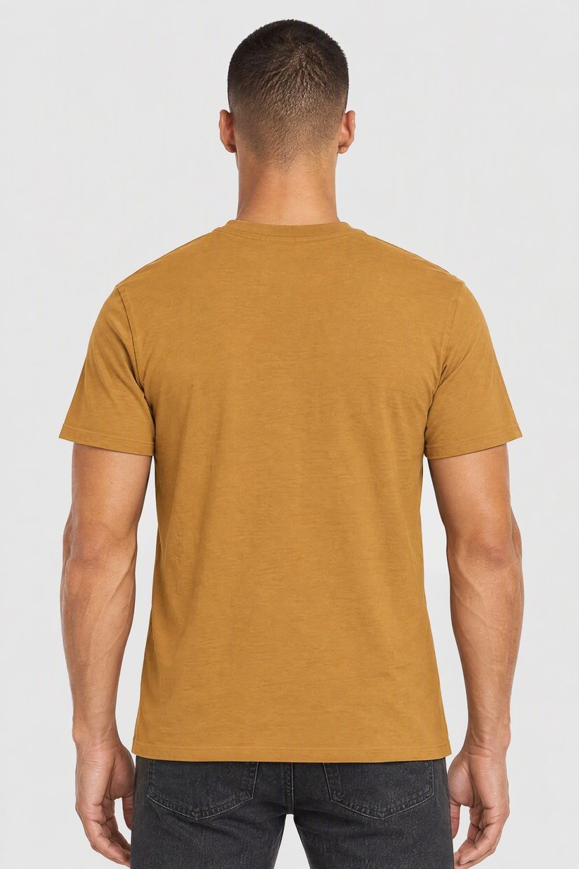 Men Crew Neck Short Sleeves Solid T-shirt, Gold