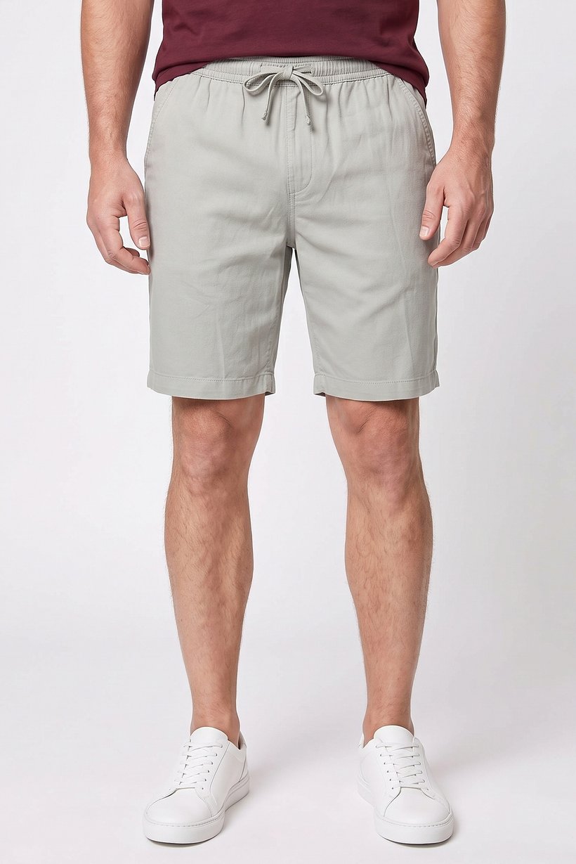 Men Solid Basic Shorts, Sage Green