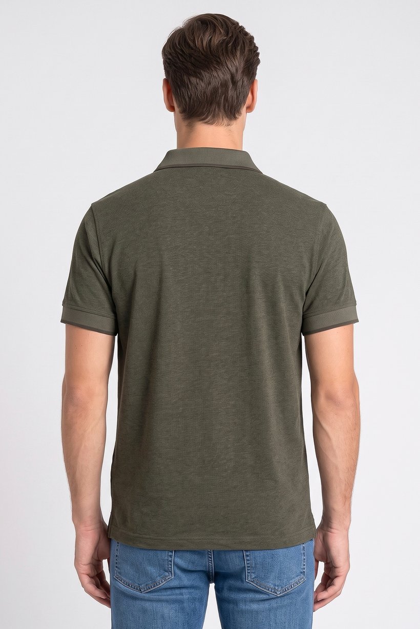 Men Regular Fit Short Sleeve Heather Polo Shirt, Olive