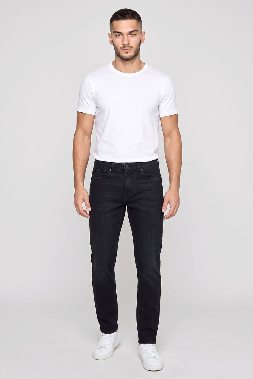 Men Slim Fit Washed Stretchable Denim Jeans, Navy