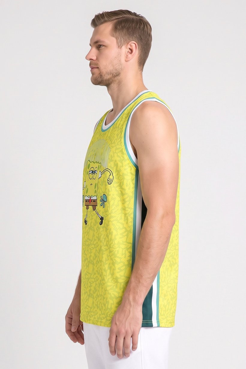 Sponge Bob Square Pants Men Sportswear Fit Sleeveless Training Jersey, Multicolor