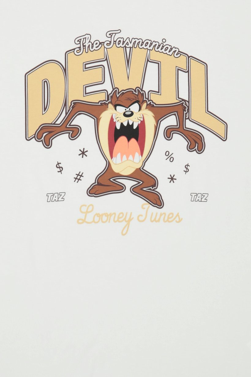 Looney Tunes Men Crew Neck Short Sleeve Graphic Print T-Shirt, White
