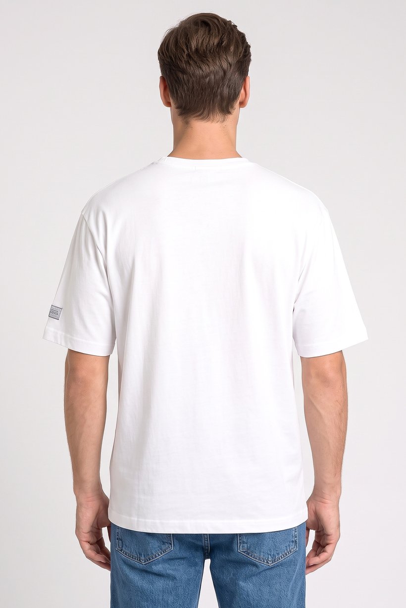 Men Crew Neck Short Sleeve Graphic Print T-Shirt, White