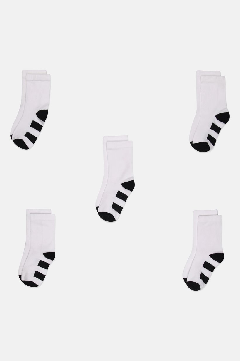 Toddlers Boy 5 Pairs Stripe Crew Socks, Multicolor