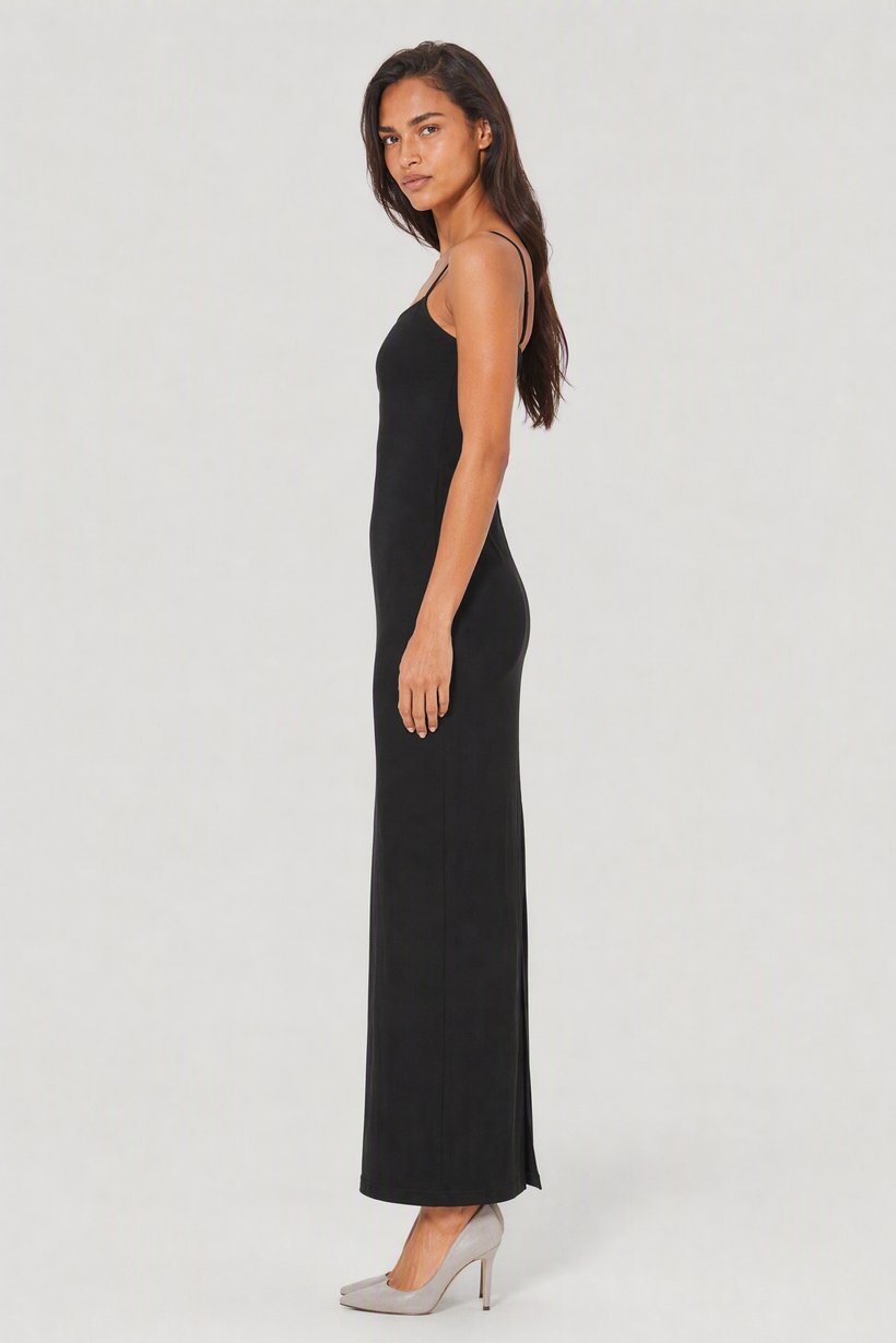 Women Solid Maxi Dress, Black