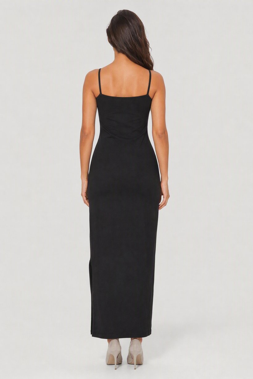Women Solid Maxi Dress, Black