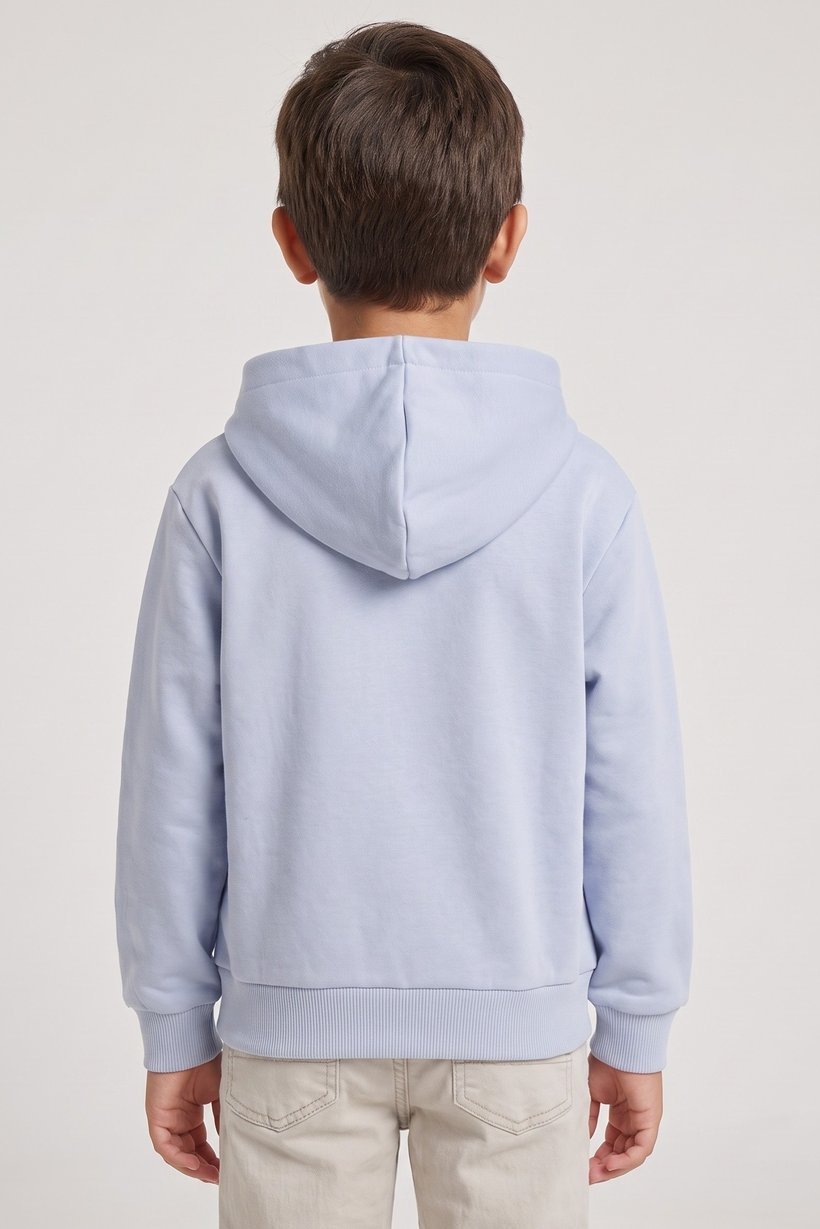 Kids Boy Graphic Print Long Sleeve Hoodie, Sky Blue