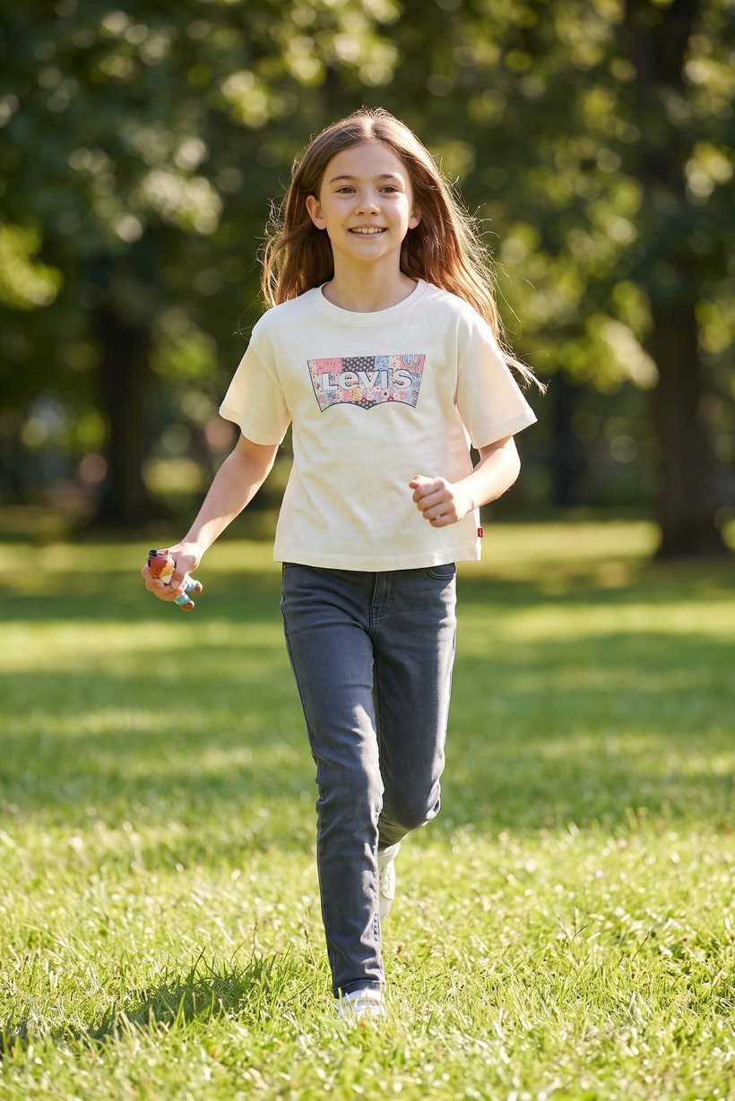 Kids Girl Short Sleeve Brand Logo T-Shirt, Off White