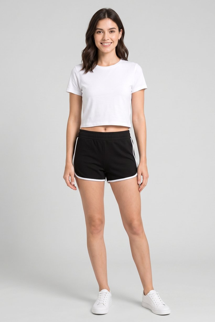 Women Solid Basic Shorts, Black