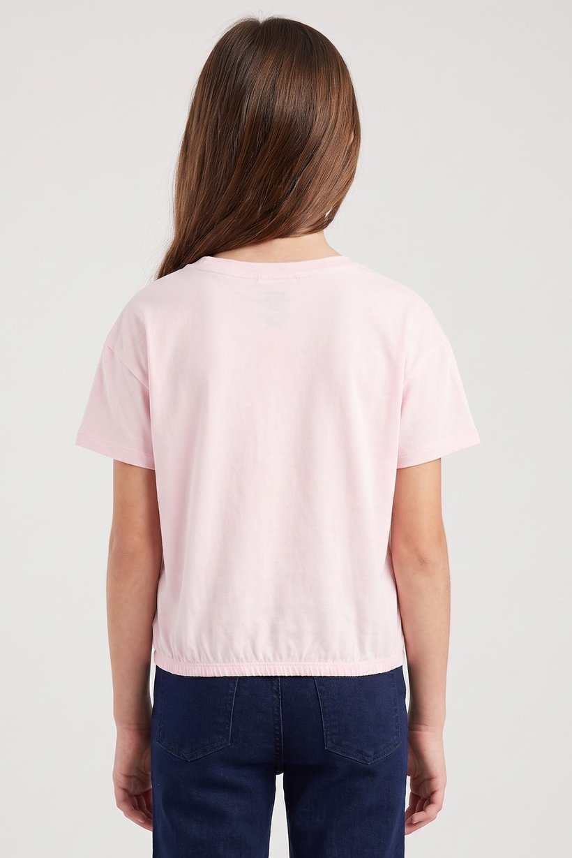 Kids Girl Brand Logo Short Sleeve Top, Pink