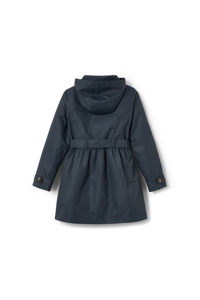 Kids Girl Plain Belted Trench Coat, Navy