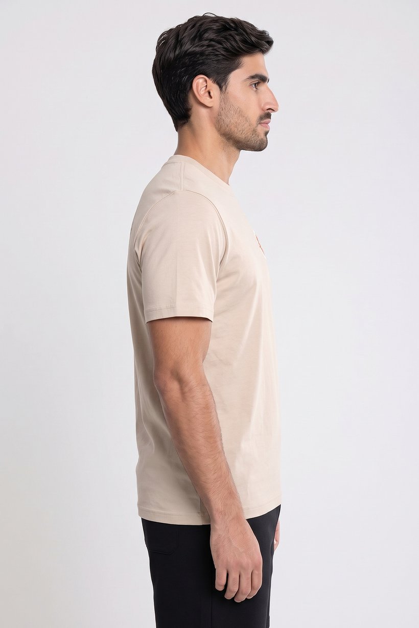 Men Relaxed Fit Short Sleeve Outdoor T-Shirt, Beige