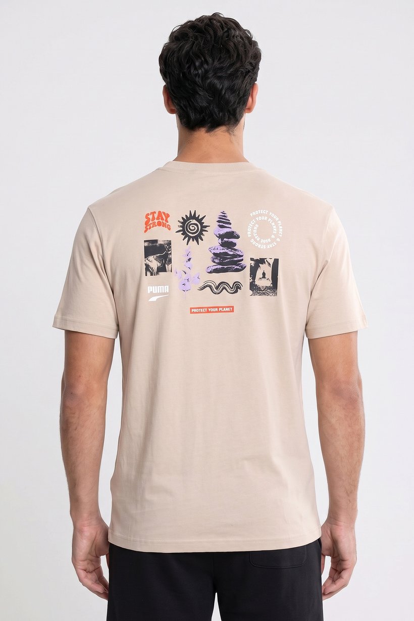 Men Relaxed Fit Short Sleeve Outdoor T-Shirt, Beige