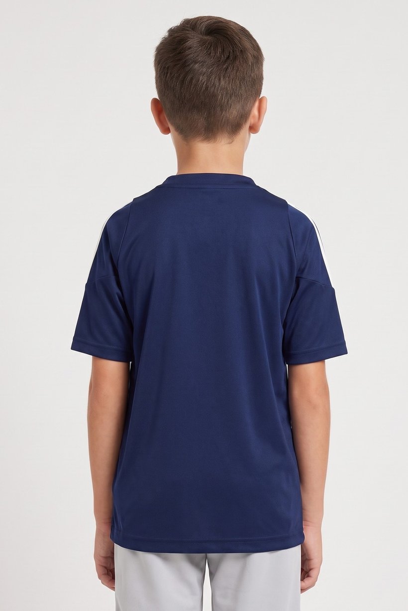 Kids Boy Embroidered Logo Short Sleeve Training T-Shirt, Navy Blue