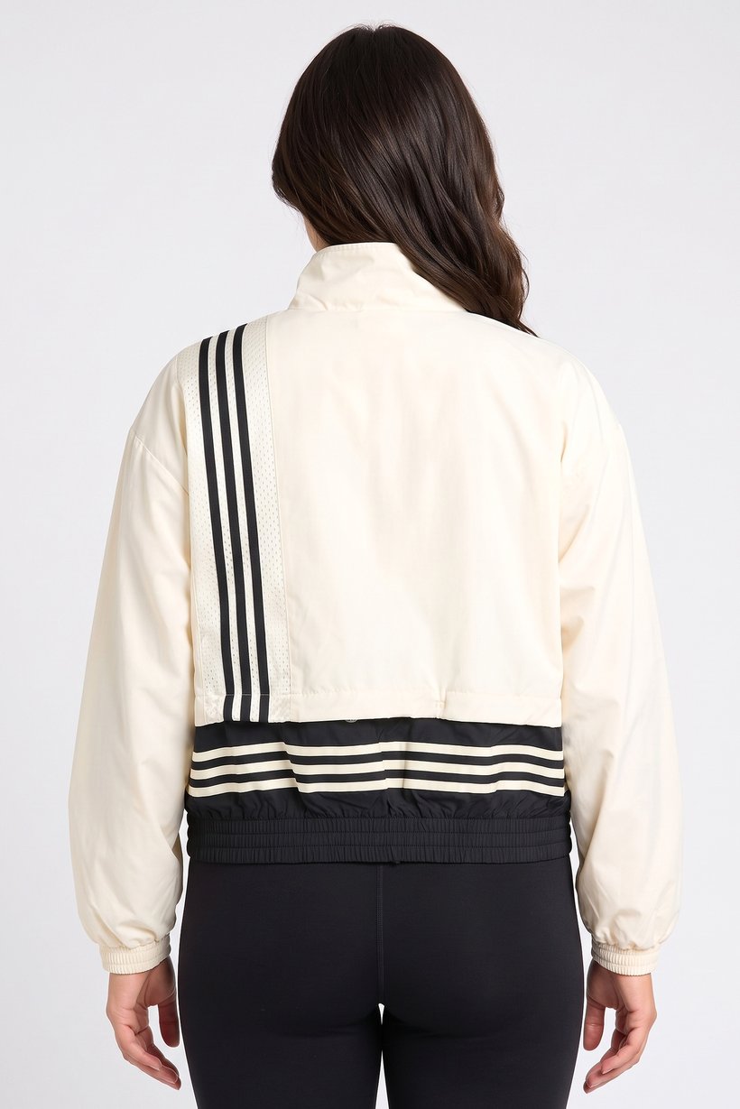 Women Sportswear Fit Long Sleeve Outdoor Two-In-One Track Jacket, Cream