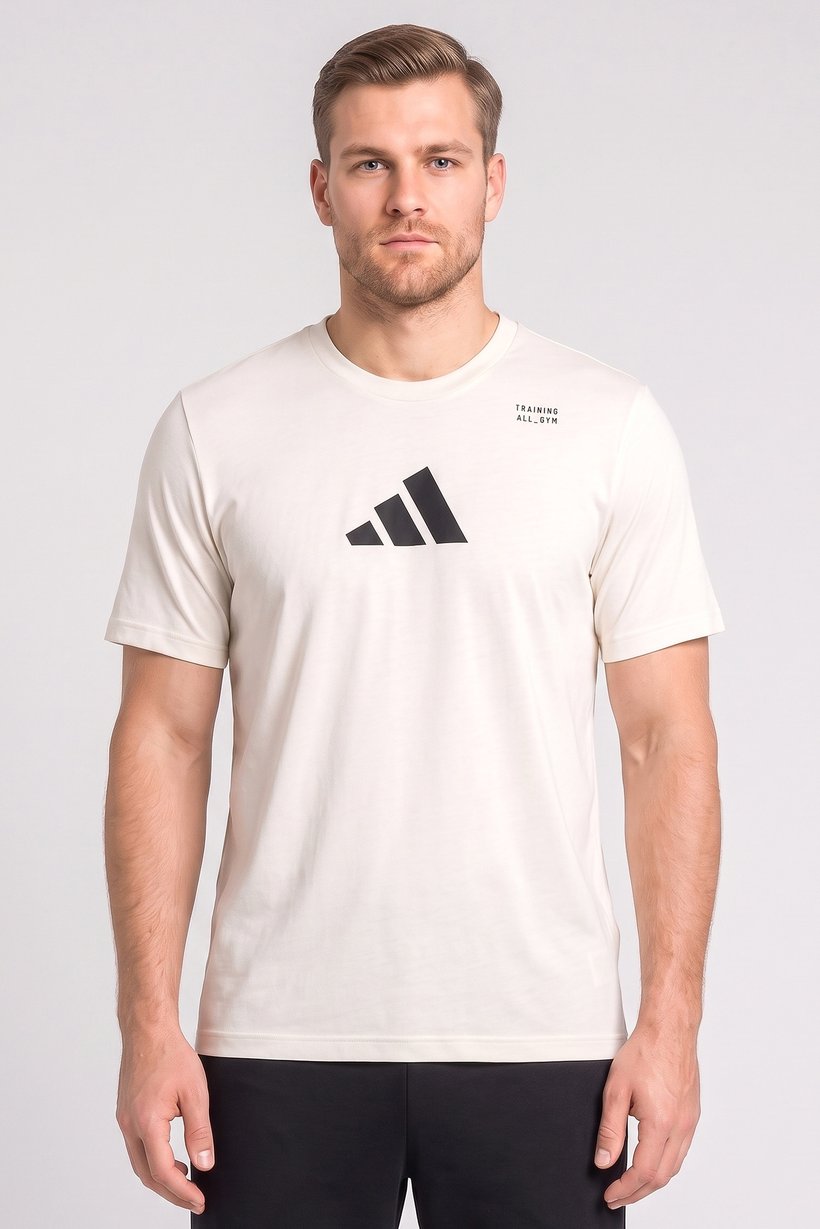 Men Sportswear Fit Short Sleeve Training T-Shirt, Beige