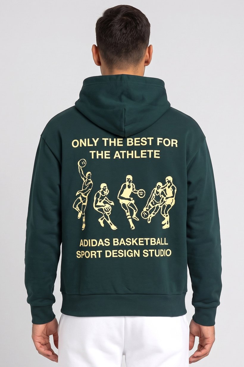 Men Sportswear Fit Long Sleeve Outdoor Hoodie, Dark Green