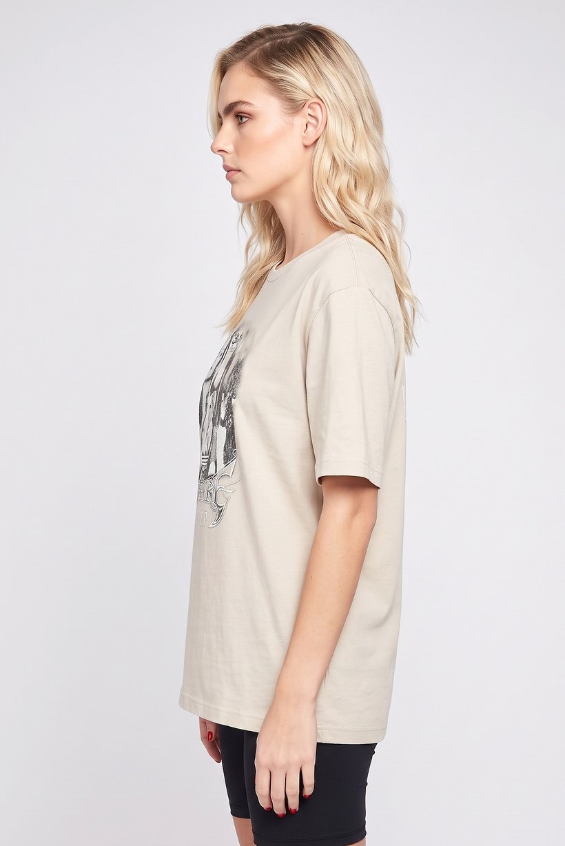 Adidas Originals x Buffy Women Oversized Fit Short Sleeve Outdoor T-Shirt, Light Grey