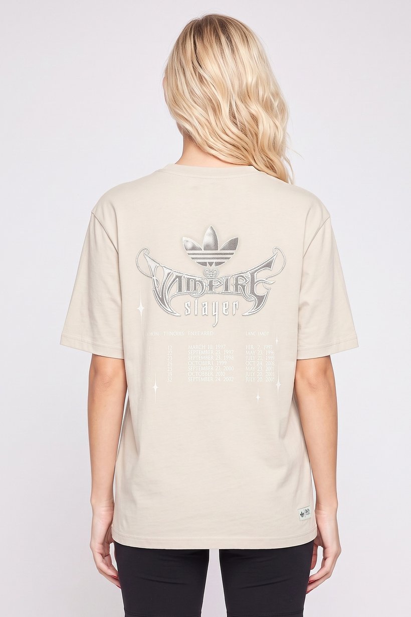 Adidas Originals x Buffy Women Oversized Fit Short Sleeve Outdoor T-Shirt, Light Grey
