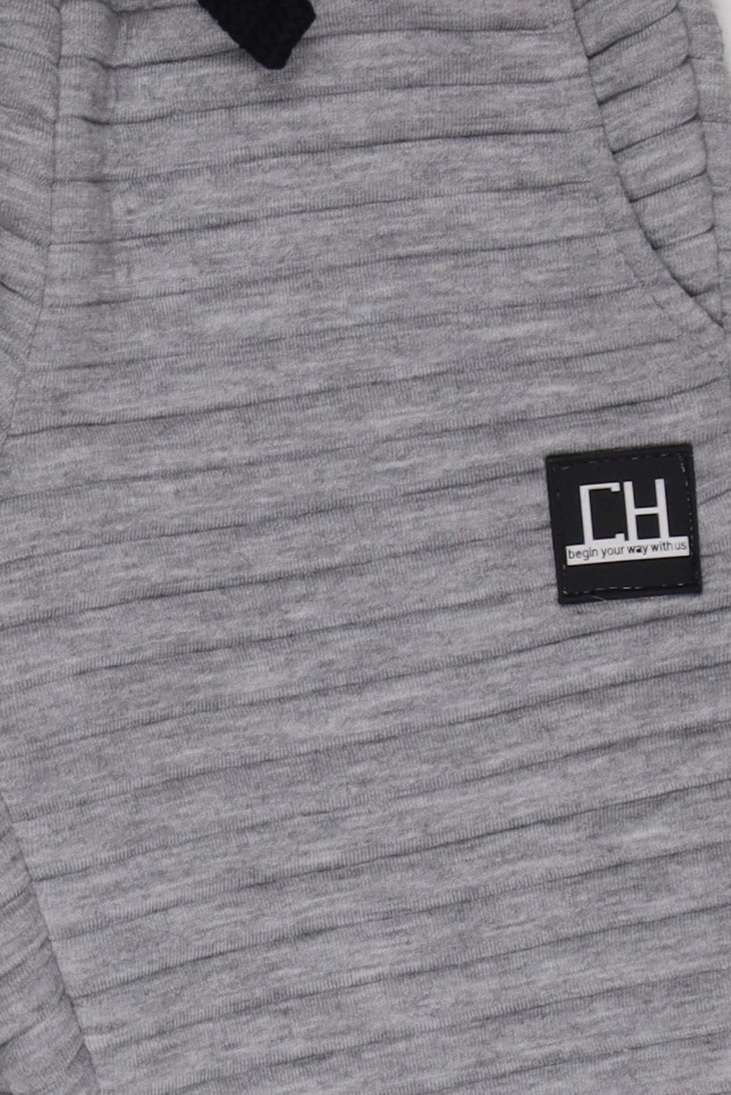 Toddlers Boy Quilted Sweatpants, Grey Melange