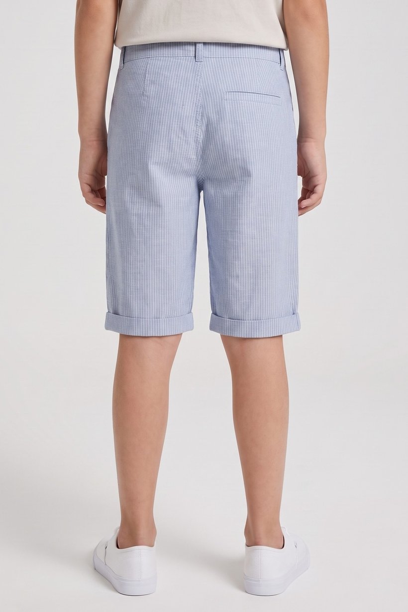 Kids Boy Pin Stripe Chino Shorts, Light Blue