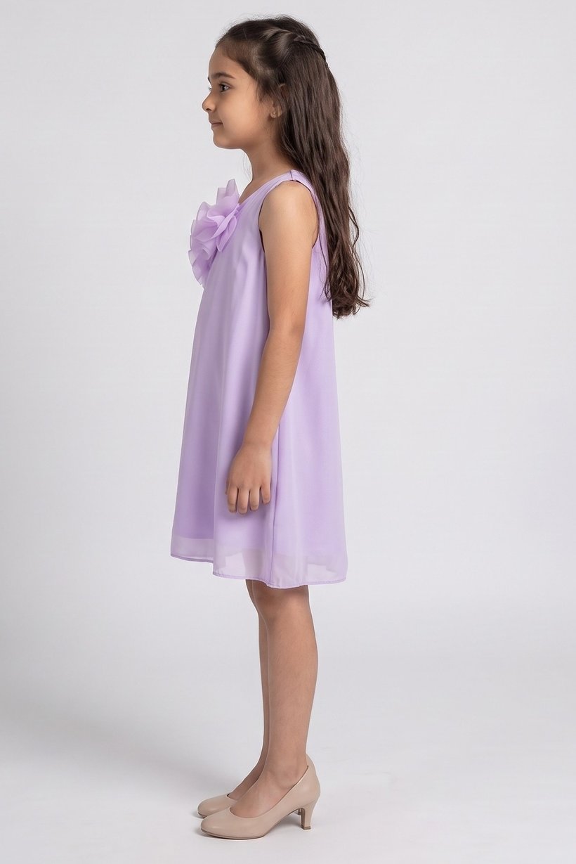 Kids Girl Textured Dress, Lavender