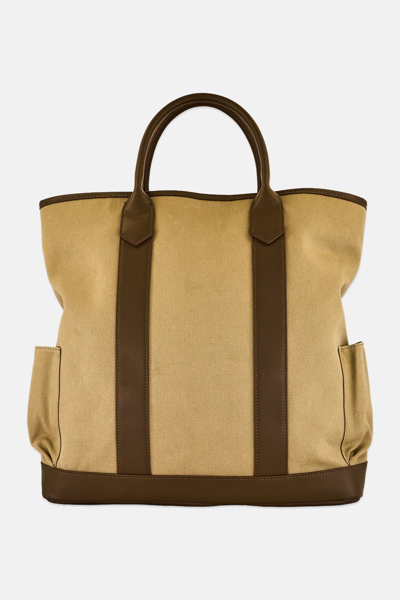 Women Brand Logo Tote Bag, Tan