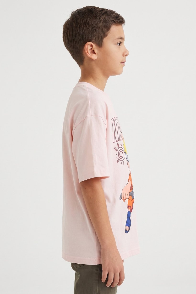 Kids Boy Crew Neck Short Sleeve Graphic Print T-Shirt, Light Peach