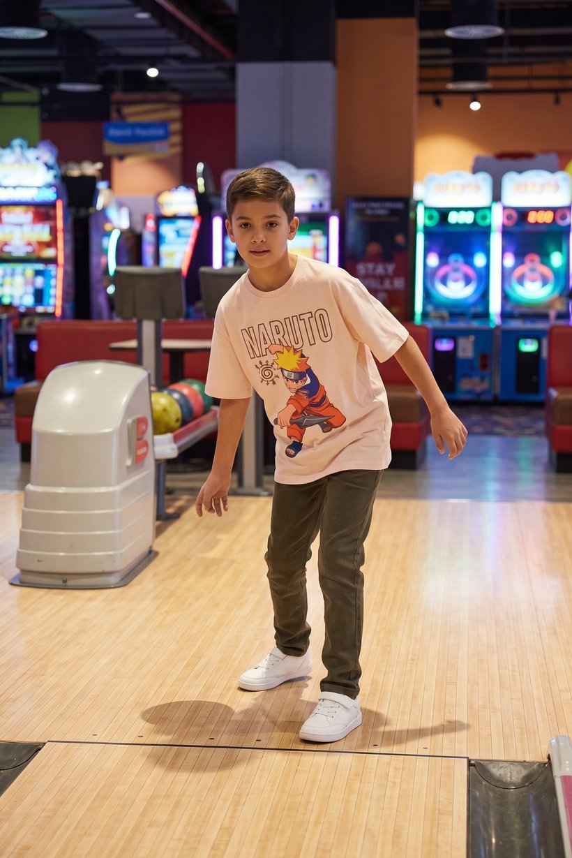 Kids Boy Crew Neck Short Sleeve Graphic Print T-Shirt, Light Peach
