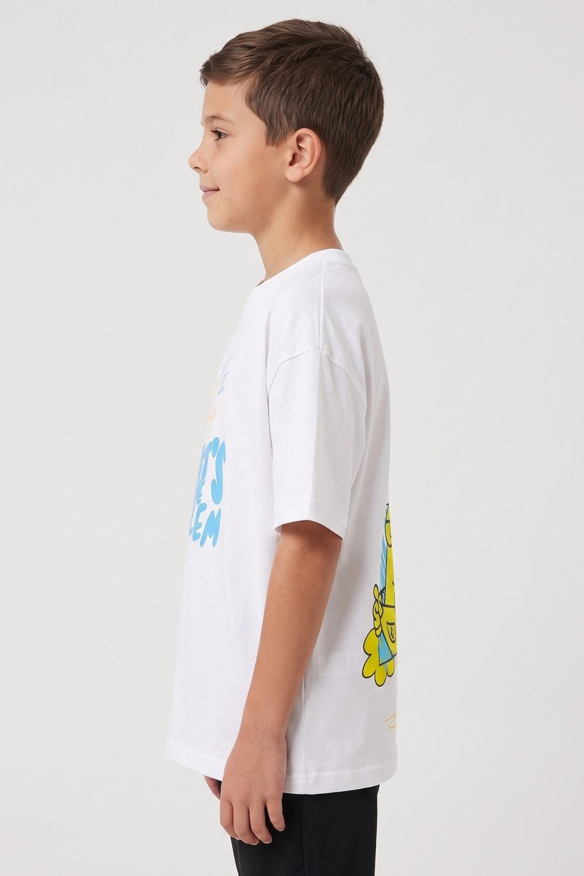 Kids Boy Crew Neck Short Sleeve Graphic Print T-Shirt, White