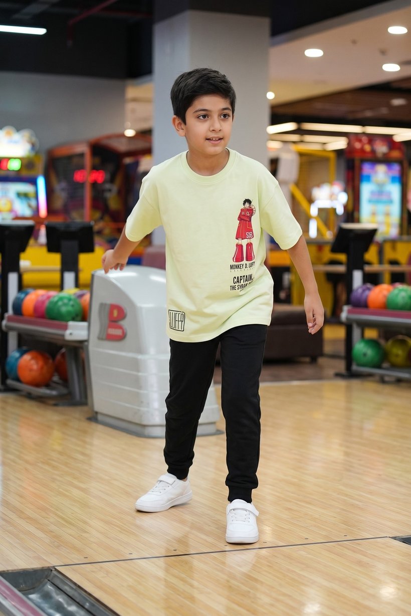 Kids Boy Oversize Crew Neck Short Sleeve Graphic Print T-Shirt, Lime Green