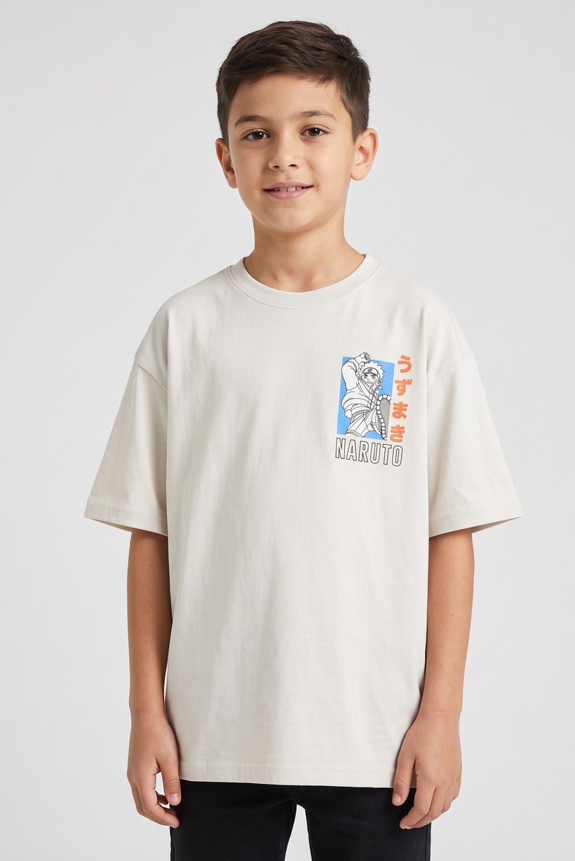 Kids Boy Crew Neck Short Sleeve Graphic Print T-Shirt, Light Grey