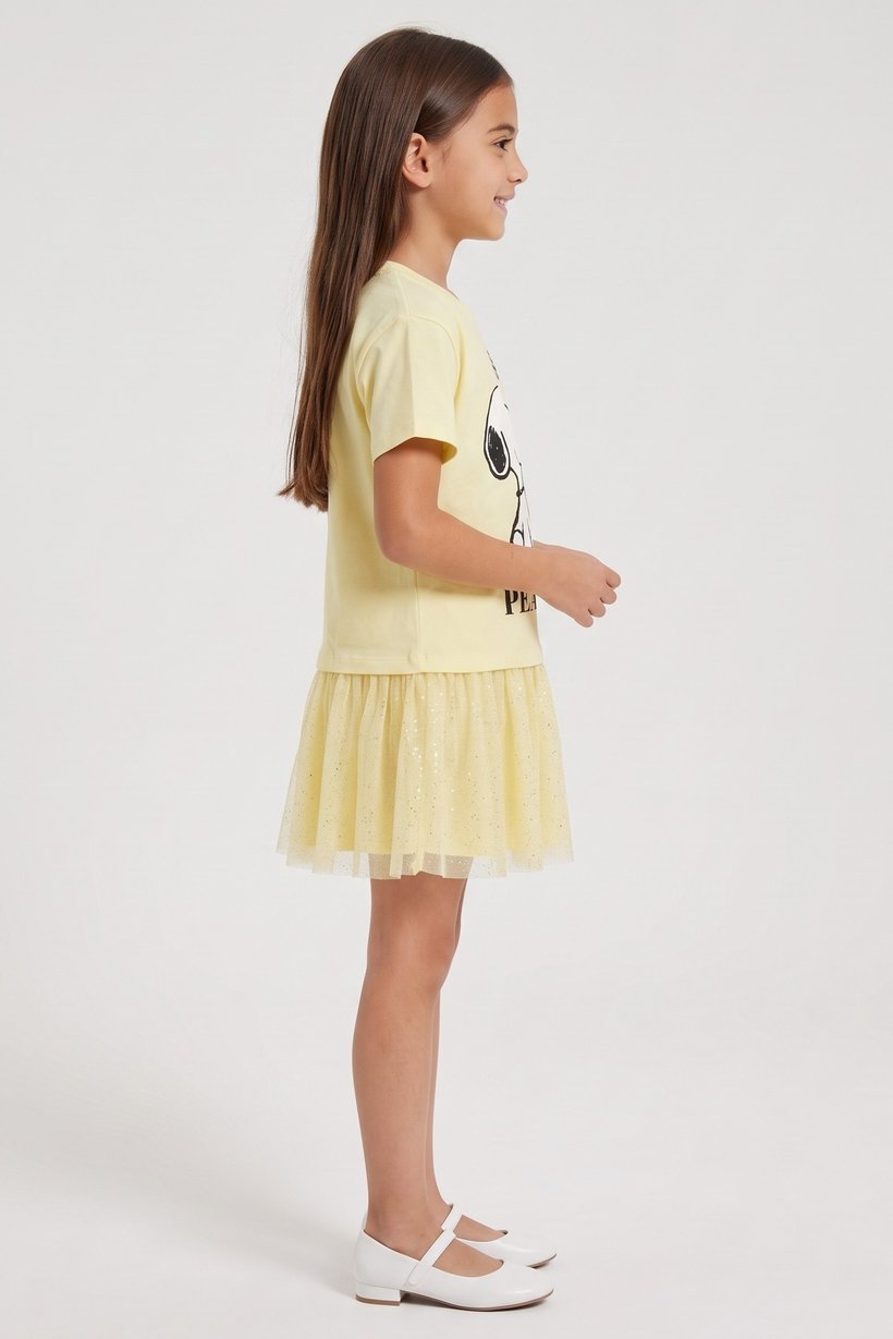 Kids Girl Graphic Print Dress, Yellow