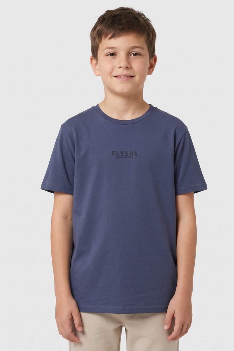 Kids Boy Crew Neck Short Sleeve Brand Logo T-Shirt, Slate Blue