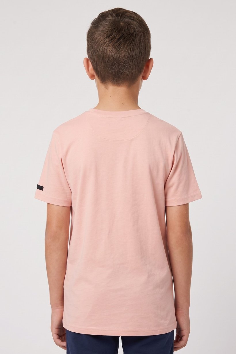 Kids Boy Crew Neck Short Sleeve Brand Logo T-Shirt, Peach