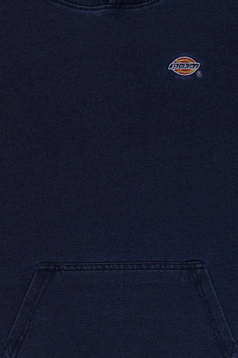 Kids Boy Embroidered Logo Long Sleeve Hoodie, Indigo Blue