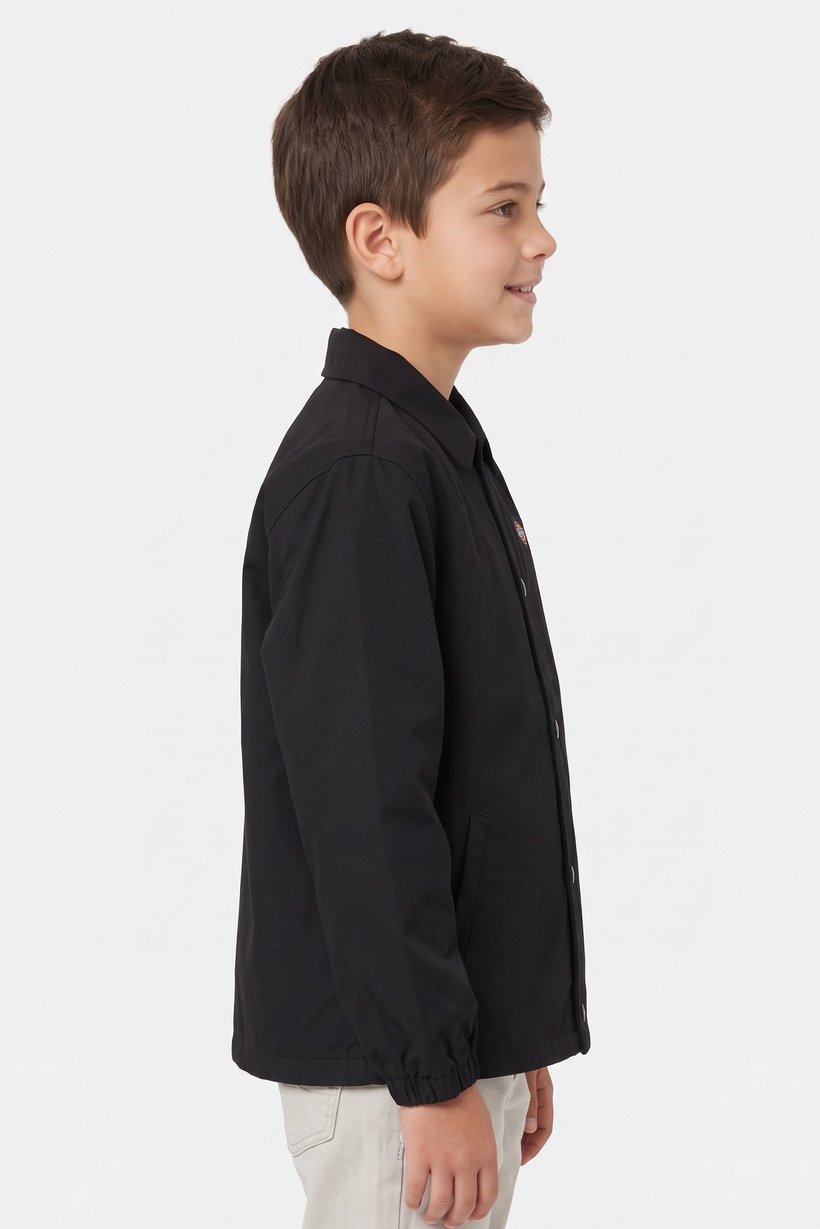 Kids Boy Embroidered Logo Jacket Shirt, Black