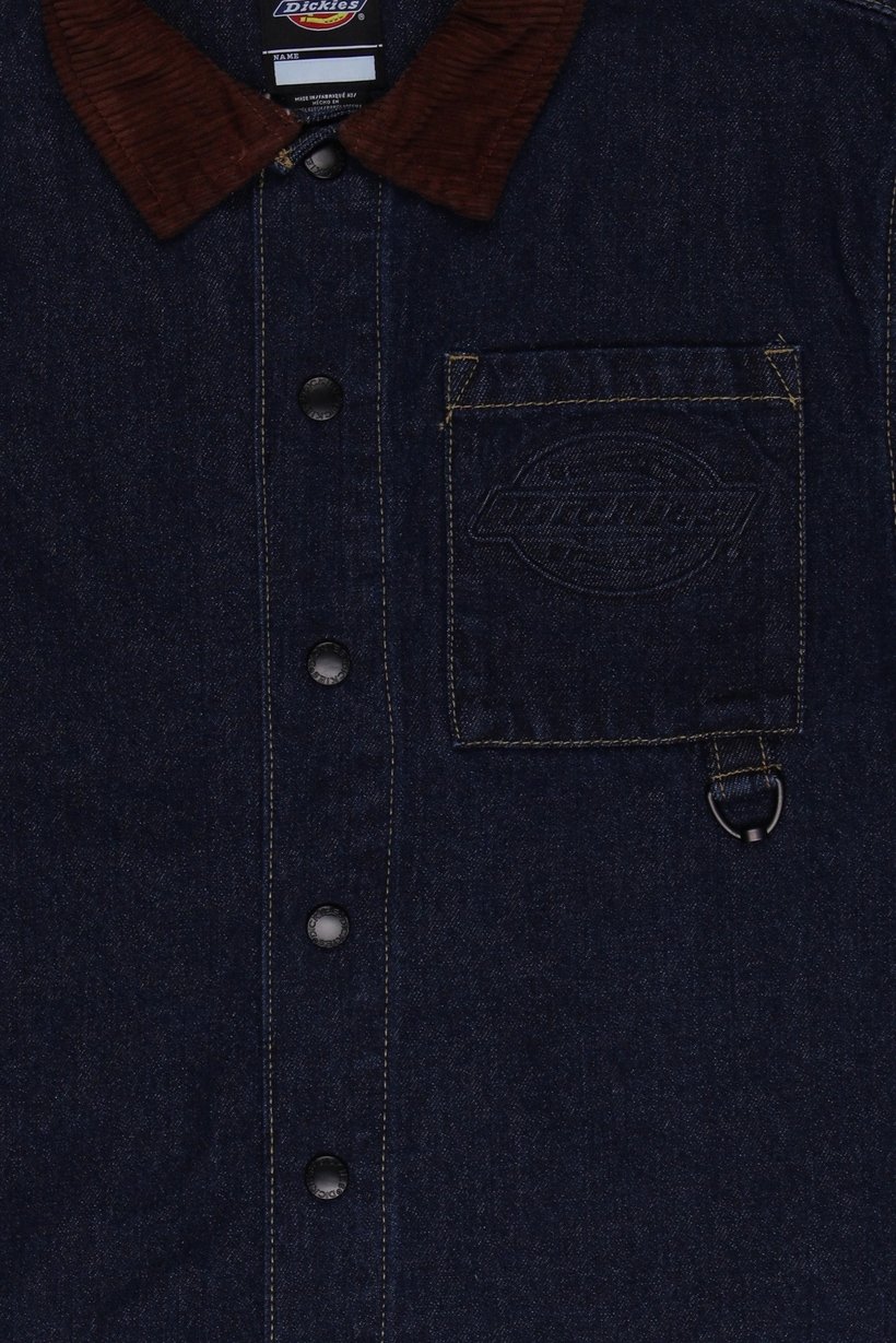 Kids Boy Brand Logo Denim Jacket Shirt, Dark Navy