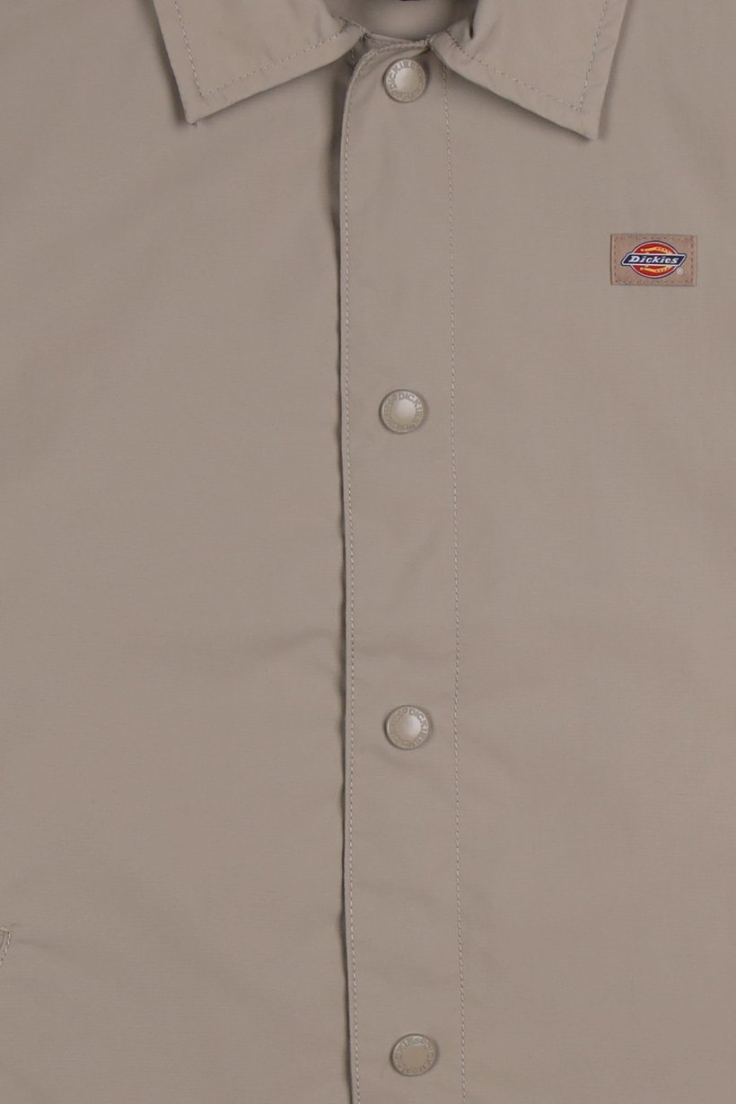 Kids Boy Embroidered Logo Jacket Shirt, Dark Beige