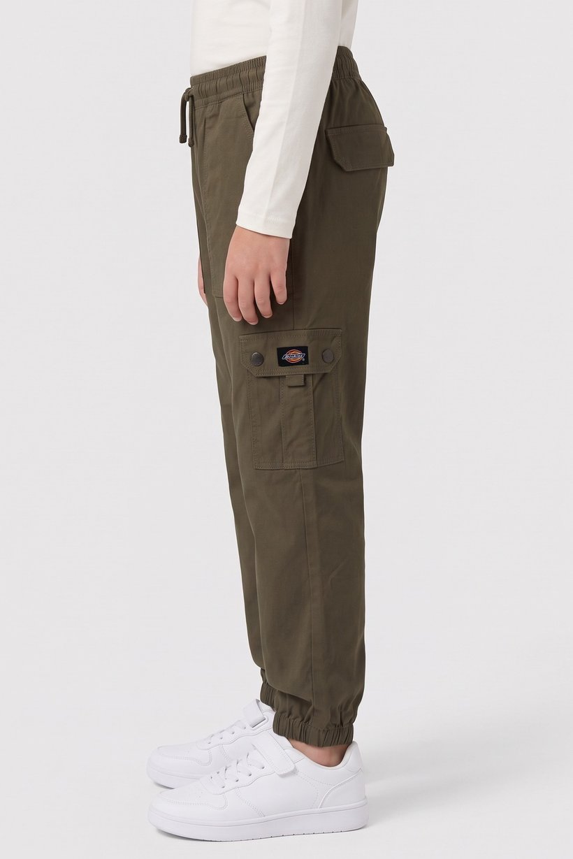 Kids Boy Solid Cargo Pants, Dark Olive