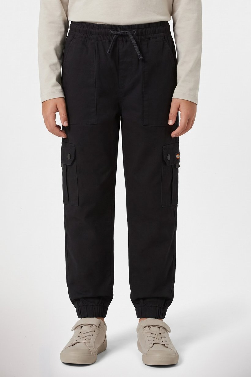 Kids Boy Solid Cargo Pants, Black