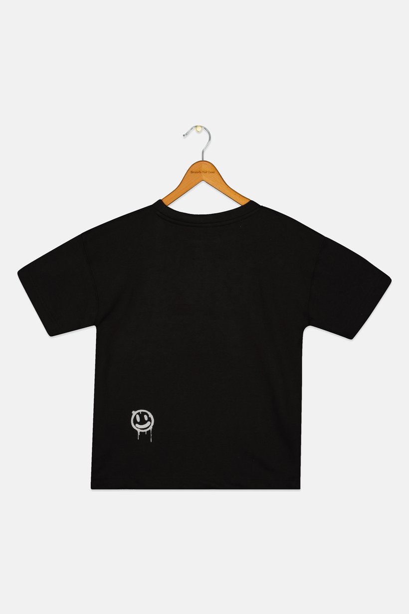 Kids Boy Short Sleeve Graphic Print T-Shirt, Black